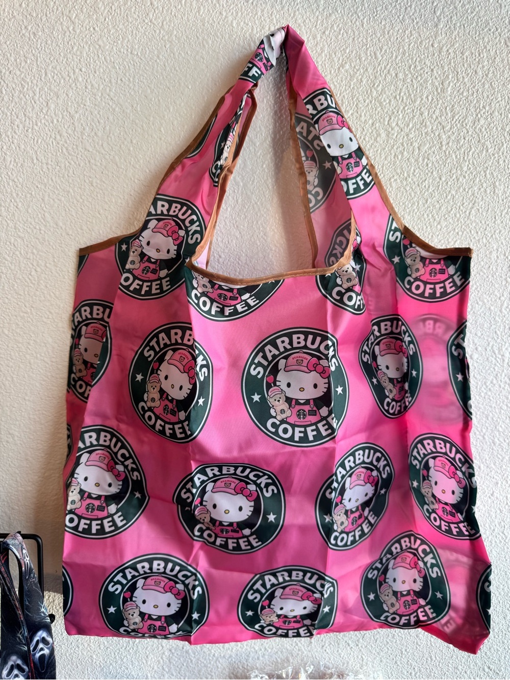 Foldable tote shopping bag !!hello kitty Starbucks